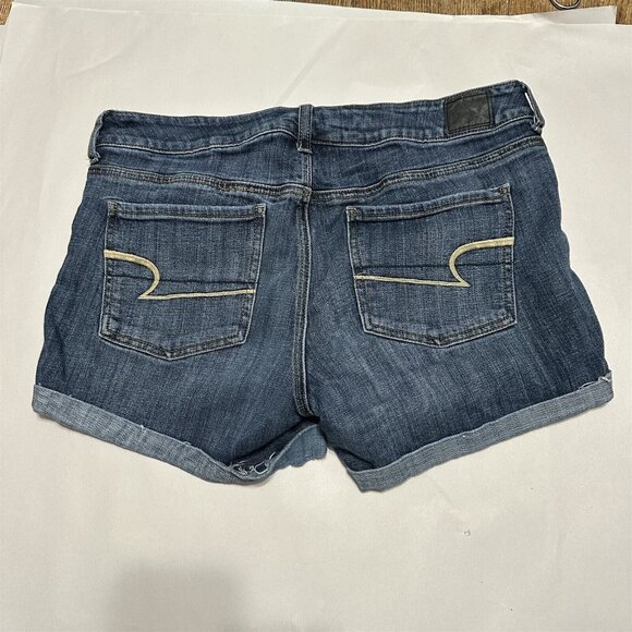 American Eagle Shorts Jean Super Stretch Womens 12 Denim Cuffed Short - Picture 5 of 8